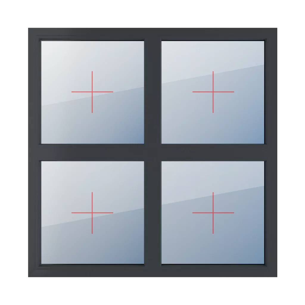 Permanent glazing in the frame windows window-types four-leaf symmetrical-division-horizontal-50-50  