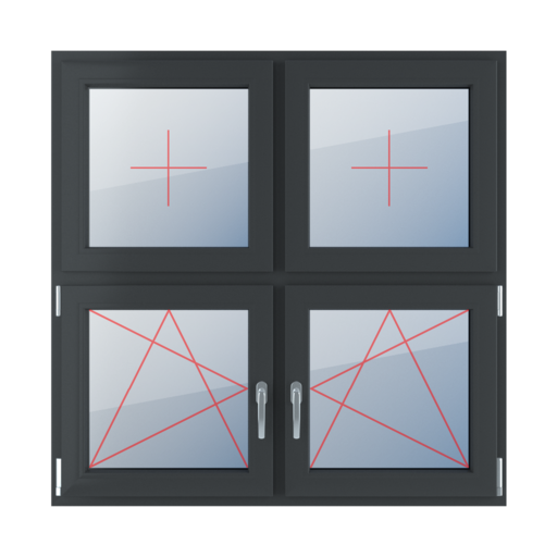 Fixed glazing in the leaf, left-hand turn-tilt, right-hand turn-tilt glazing windows window-types four-leaf symmetrical-division-horizontal-50-50 fixed-glazing-in-the-leaf-left-hand-turn-tilt-right-hand-turn-tilt-glazing 
