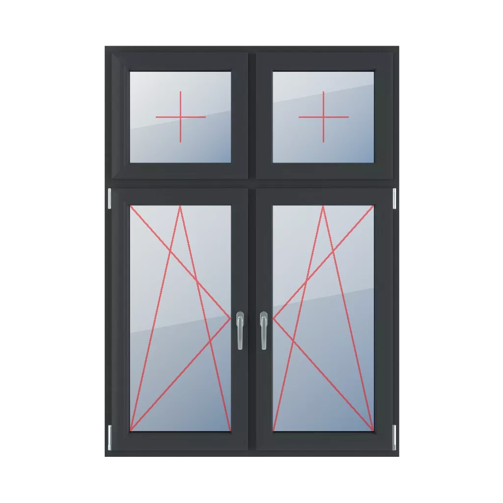 Fixed glazing in the leaf, left-hand turn-tilt, right-hand turn-tilt glazing windows window-types four-leaf vertical-asymmetric-division-30-70  