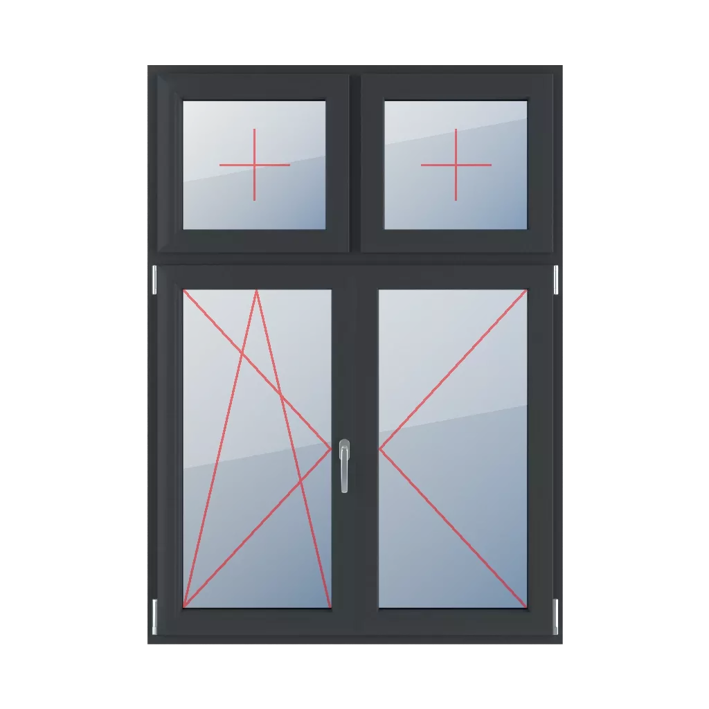 Fixed glazing in the wing, left-tilt and turn glazing, movable mullion, right-hand turn windows window-types four-leaf vertical-asymmetric-division-30-70-with-a-movable-mullion fixed-glazing-in-the-wing-left-tilt-and-turn-glazing-movable-mullion-right-hand-turn 
