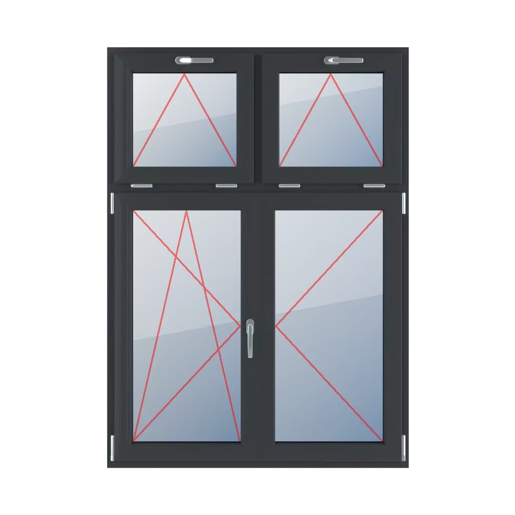 Tilt with a handle at the top, tilt and turn left, movable mullion, turn right windows window-types four-leaf vertical-asymmetric-division-30-70-with-a-movable-mullion  