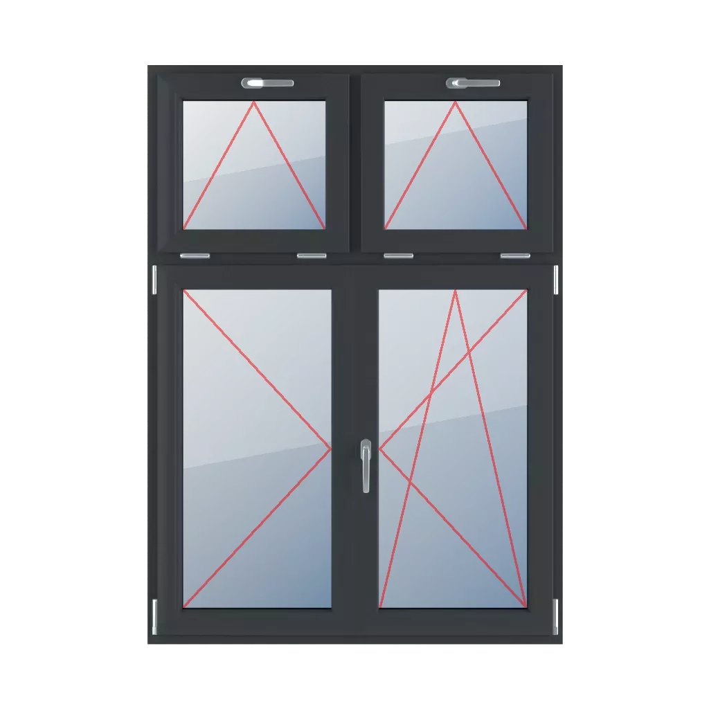 Tilt with a handle at the top, turn left, movable mullion, turn-tilt right windows window-types four-leaf vertical-asymmetric-division-30-70-with-a-movable-mullion  