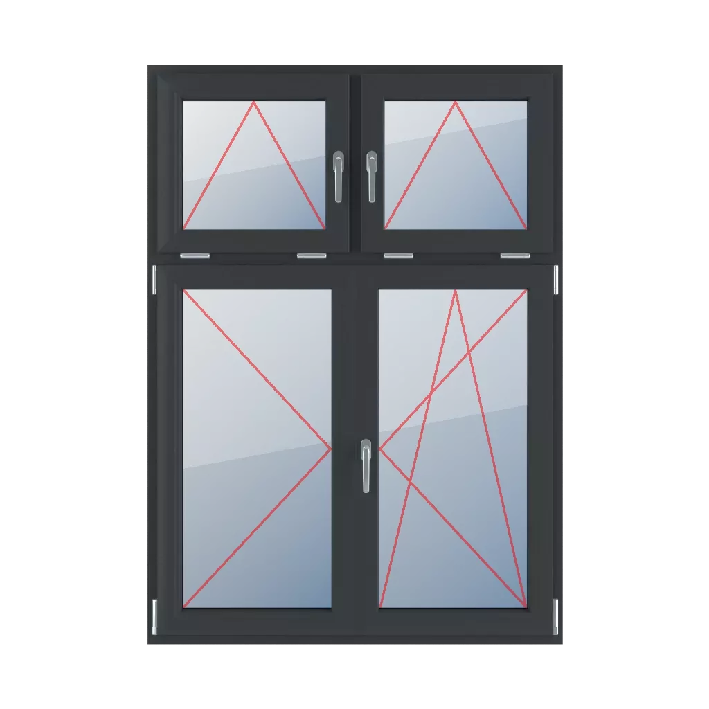 Tilt handles in the middle, tilt left, movable mullion, turn-tilt right windows window-types four-leaf vertical-asymmetric-division-30-70-with-a-movable-mullion  