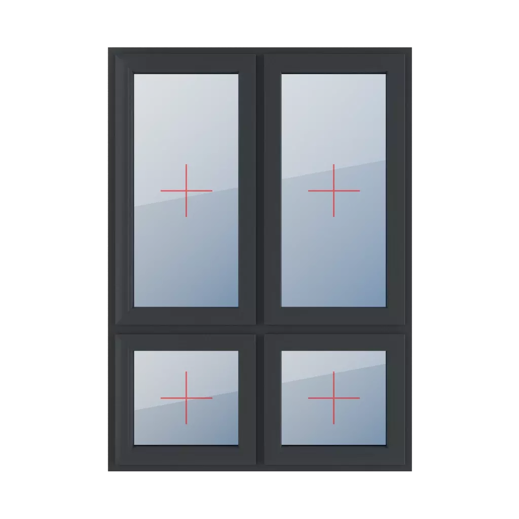 Permanent glazing in the leaf windows window-types four-leaf vertical-asymmetric-division-70-30  