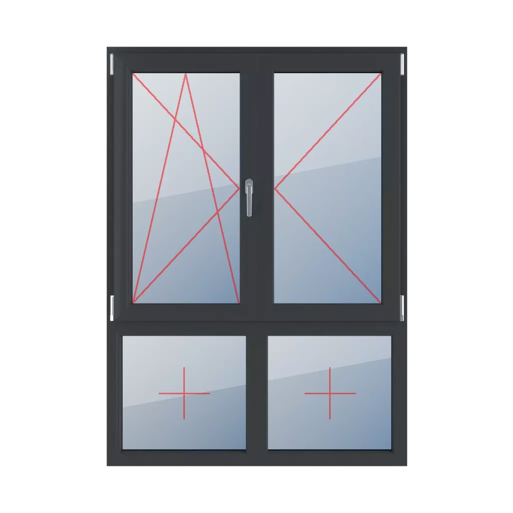 Left-hand turn-tilt, right-hand turn, movable mullion, fixed glazing in the frame windows window-types four-leaf 70-30-asymmetrical-vertical-division-with-a-movable-post  