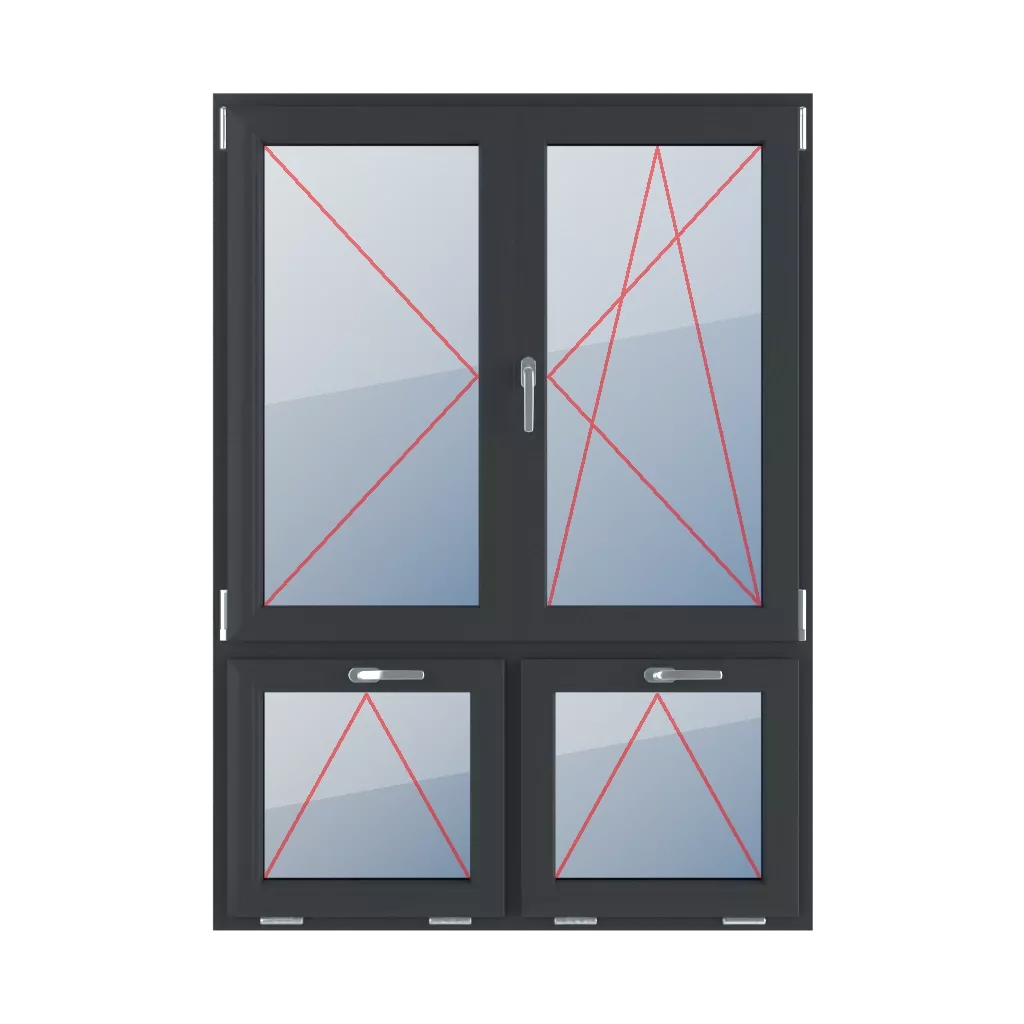 Turn left, movable mullion, turn-tilt right, tilt, with a handle at the top windows window-types four-leaf 70-30-asymmetrical-vertical-division-with-a-movable-post  
