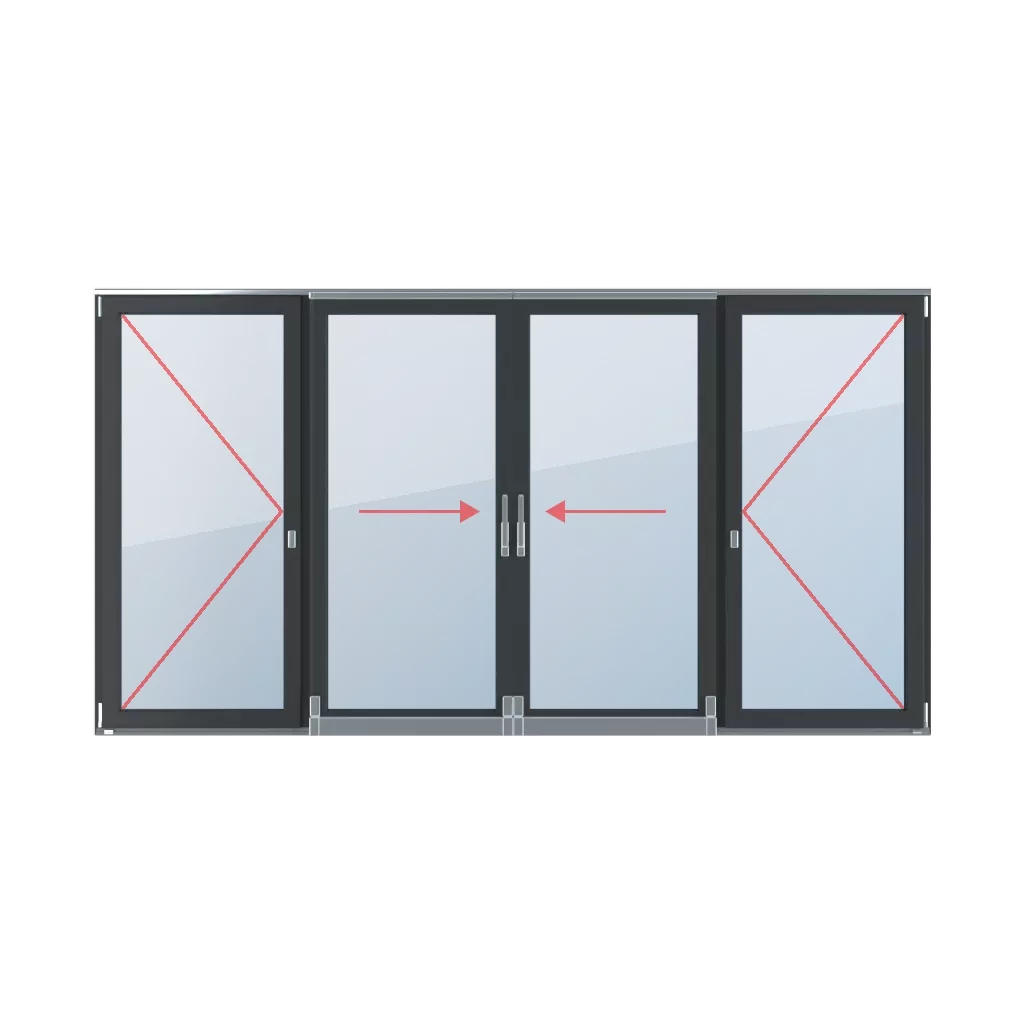 Side-hung, tilt and slide left, tilt and slide right, movable mullion windows window-types patio-tilt-and-slide-windows-psk four-leaf  