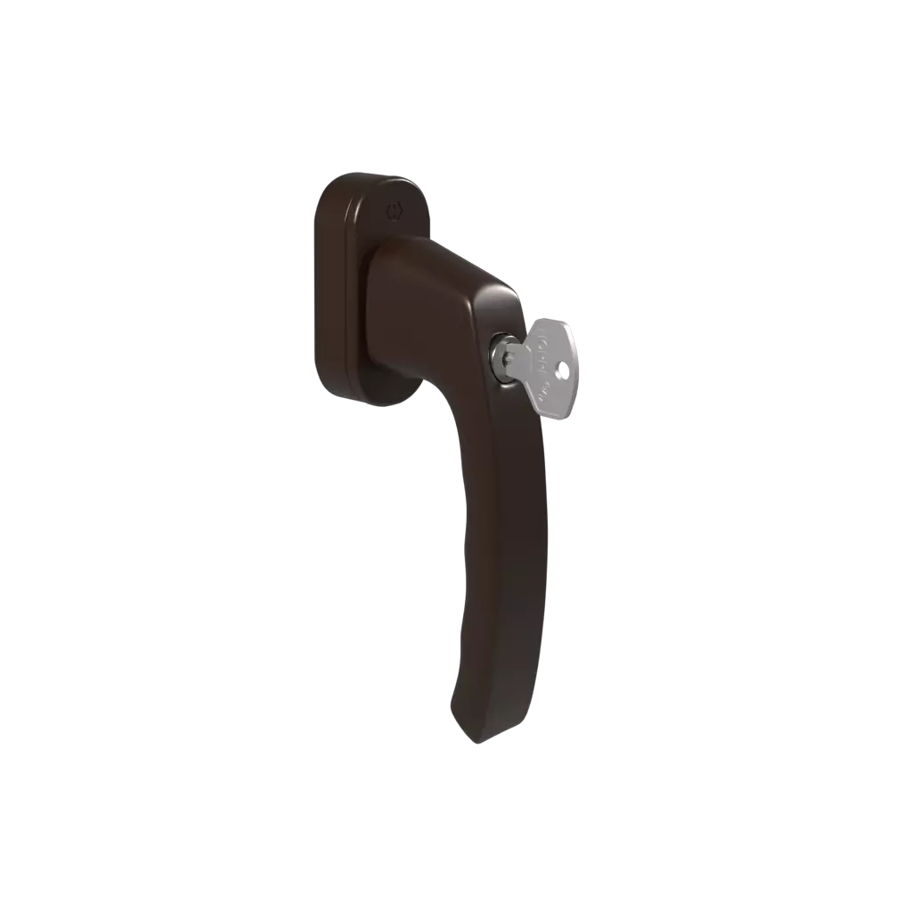 Brown Luxembourg door handle with key products wooden-windows    